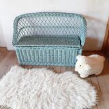 Vintage wicker toy box bench