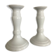 Pair of white candle holders, Limoges porcelain