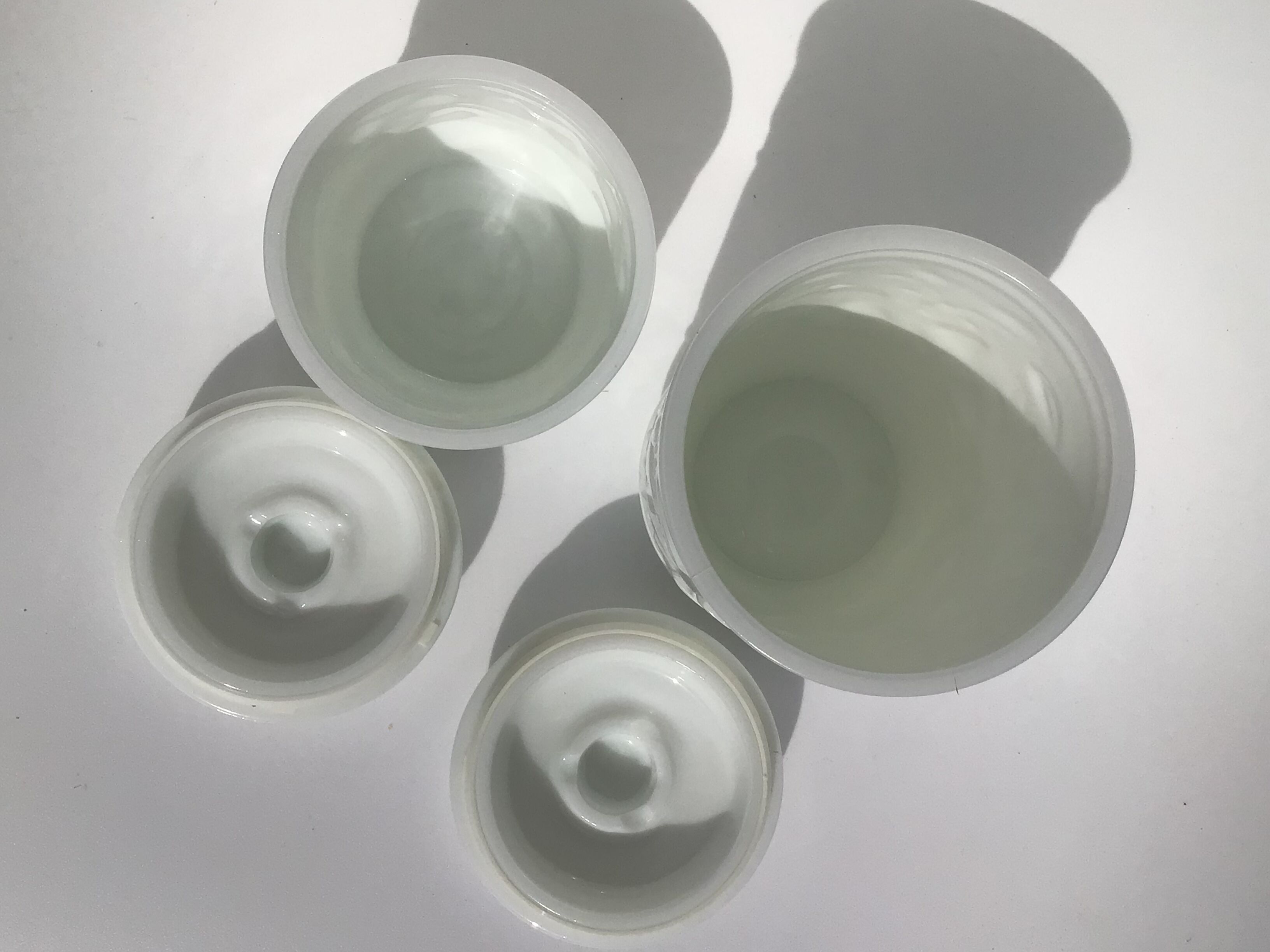 Set 2 hermetic jars white opal glass