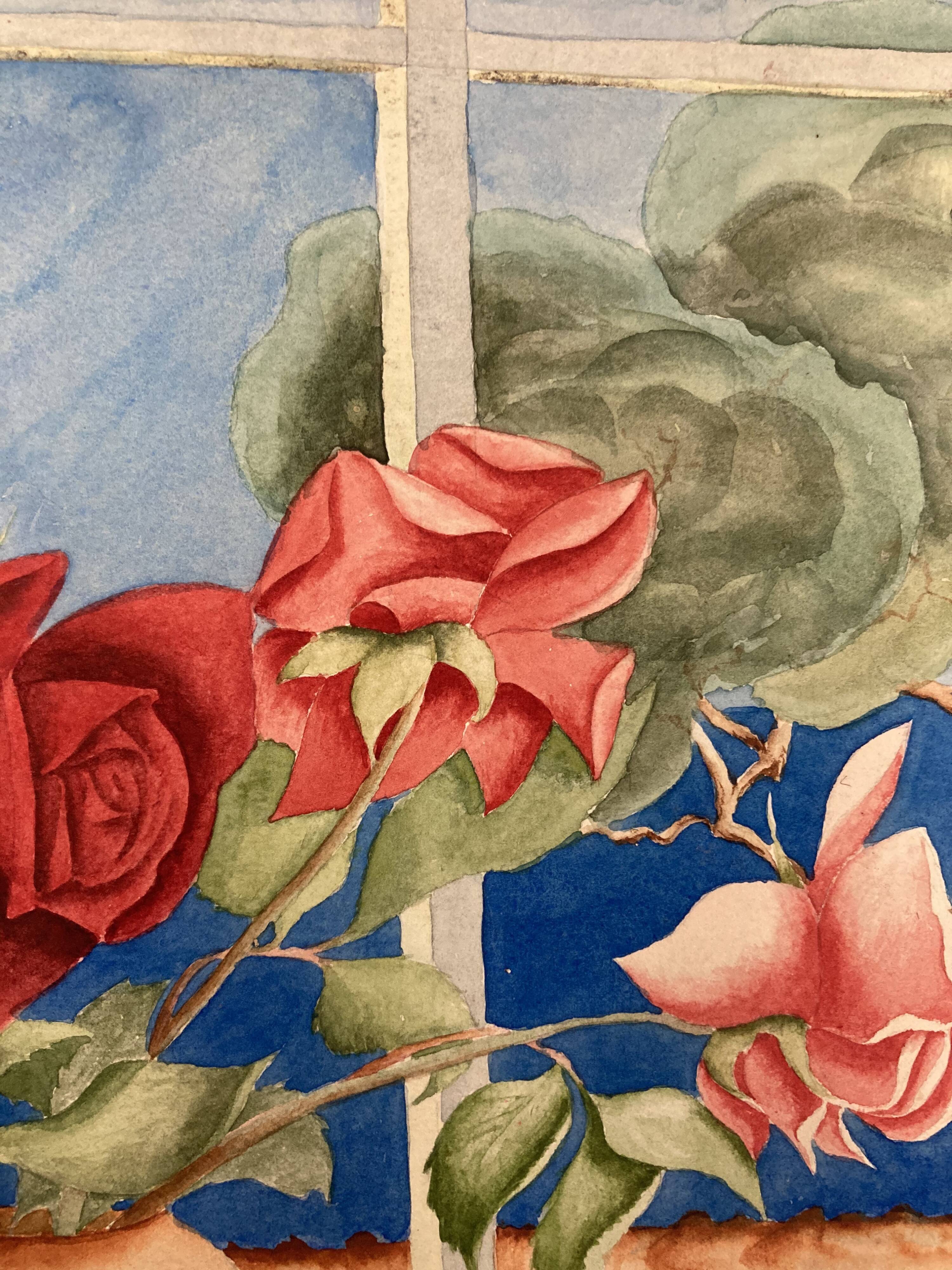 Watercolor with vintage bouquet