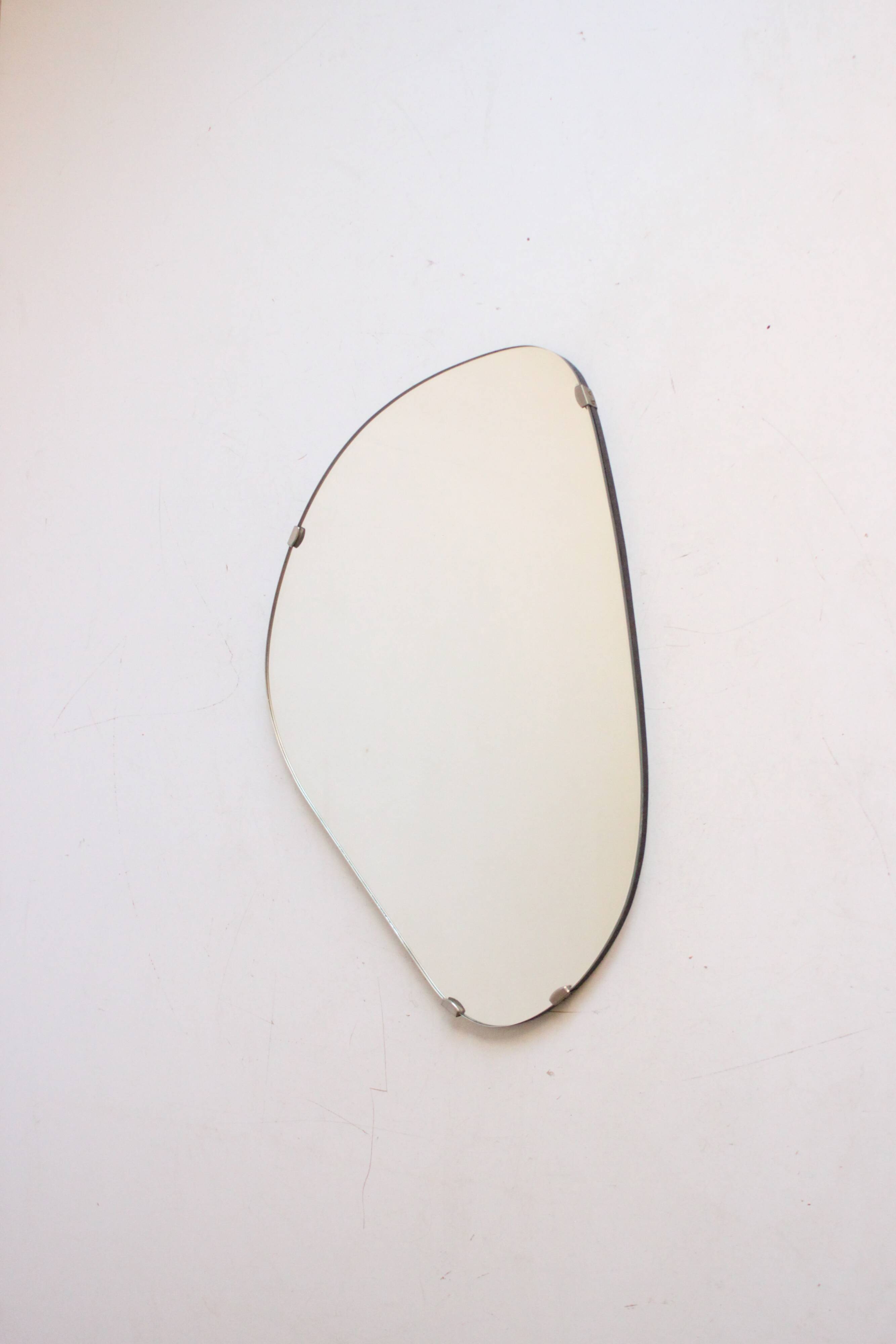 Vintage organic mirror, kidney shaped, Belgium 1950s