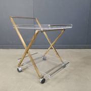 Vintage lucite and brass trolley, 1970s