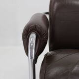 1950s Pair of Tubular Armchairs in Leather, Czechoslovakia