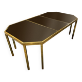 Coffee table in solid brass and black opaline. 1970