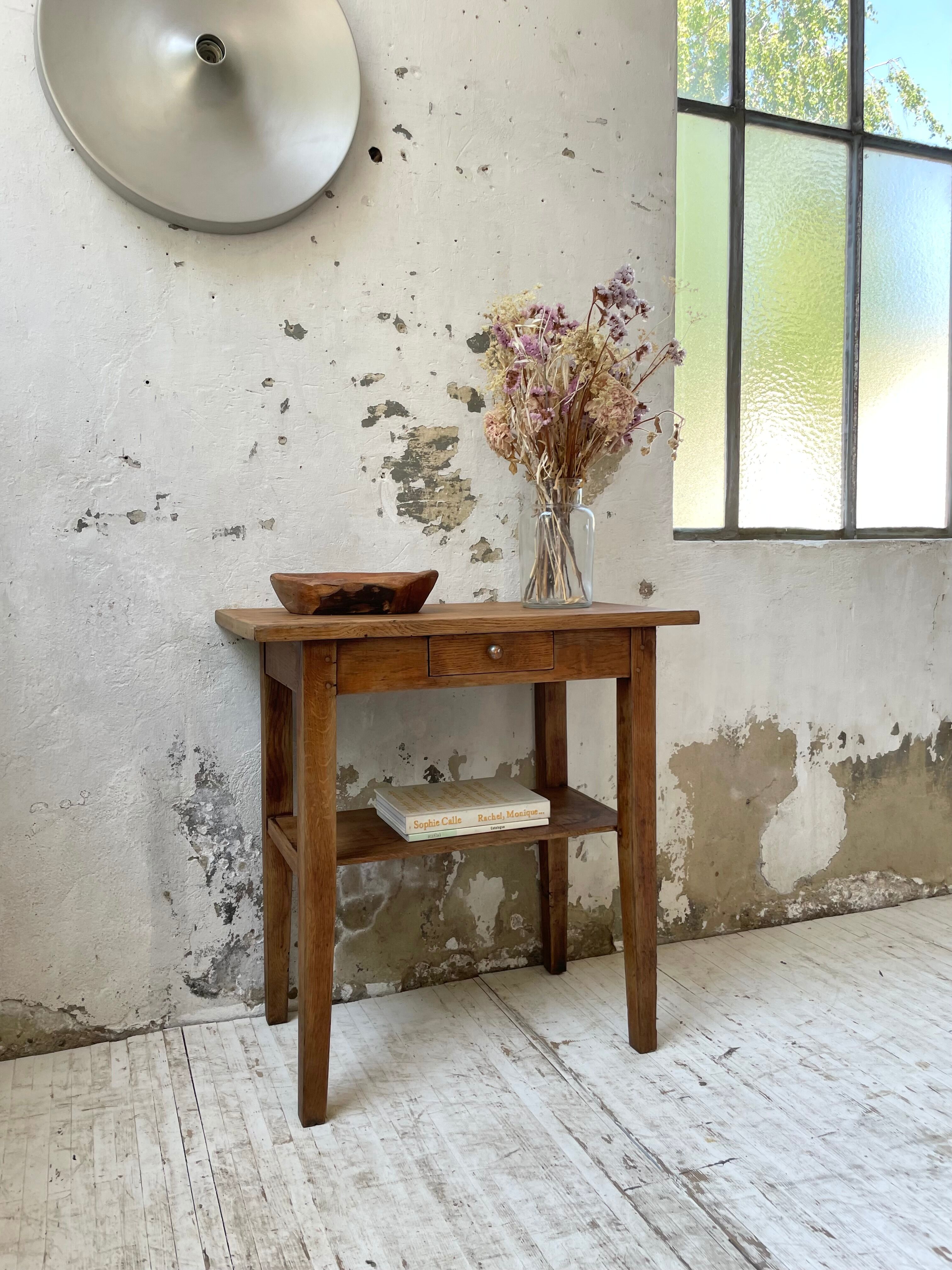 Oak console side table