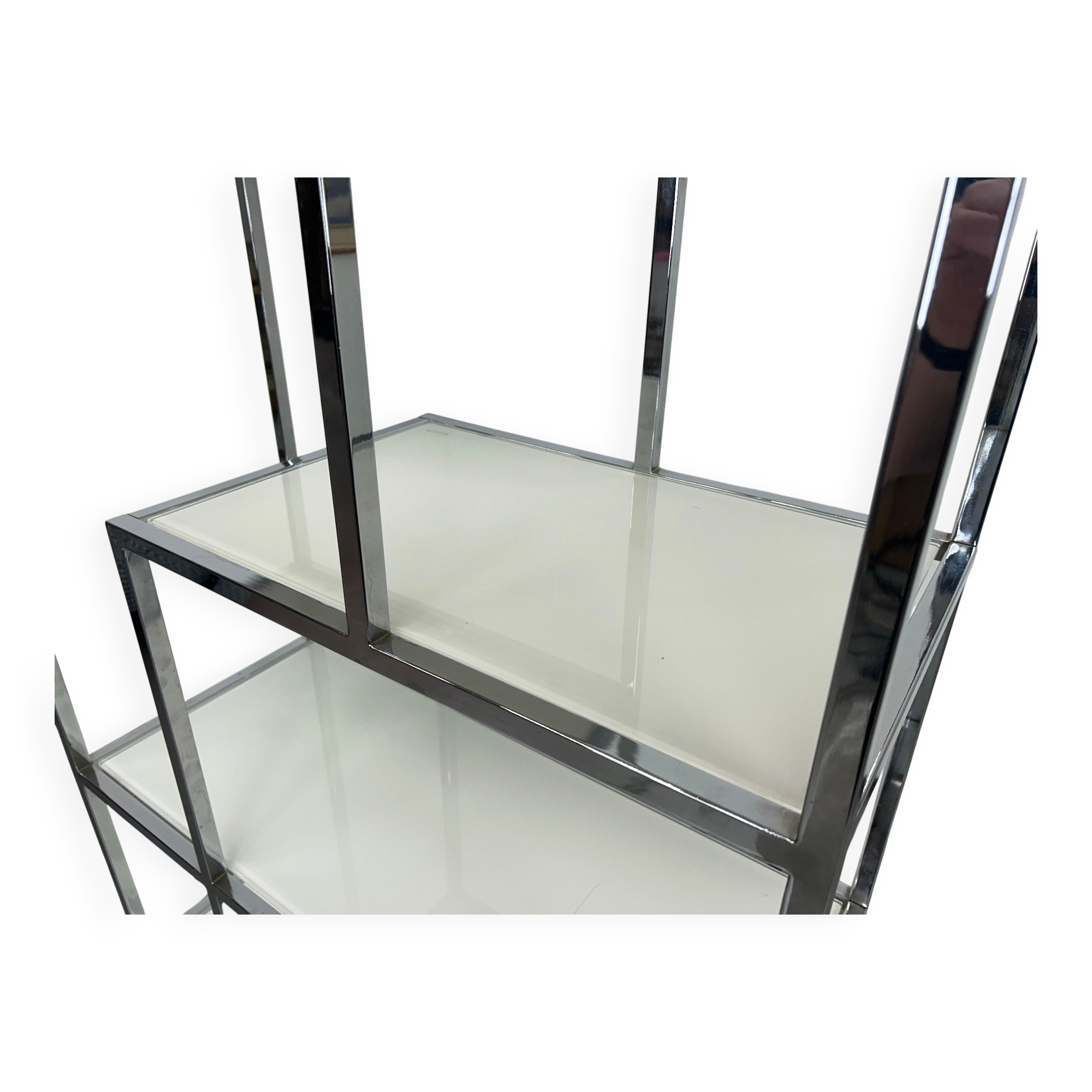 Mid-century modern chrome shelf by Milo Baughman