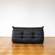 Black leather 2-seater Togo sofa by Michel Ducaroy