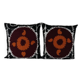 Lot de 2 housses de coussin brodées vintage 66x71 cm
