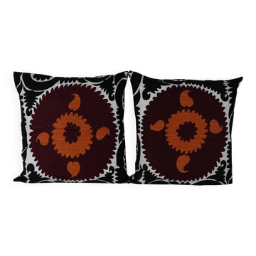Set of 2 vintage embroidered cushion covers 66x71 cm