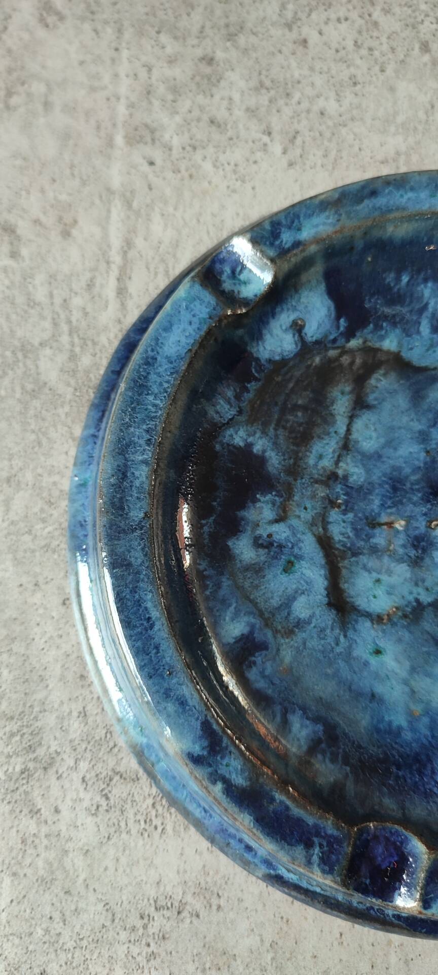 Vintage glazed terracotta ashtray by Eugène Alaphilippe (Verneuil-