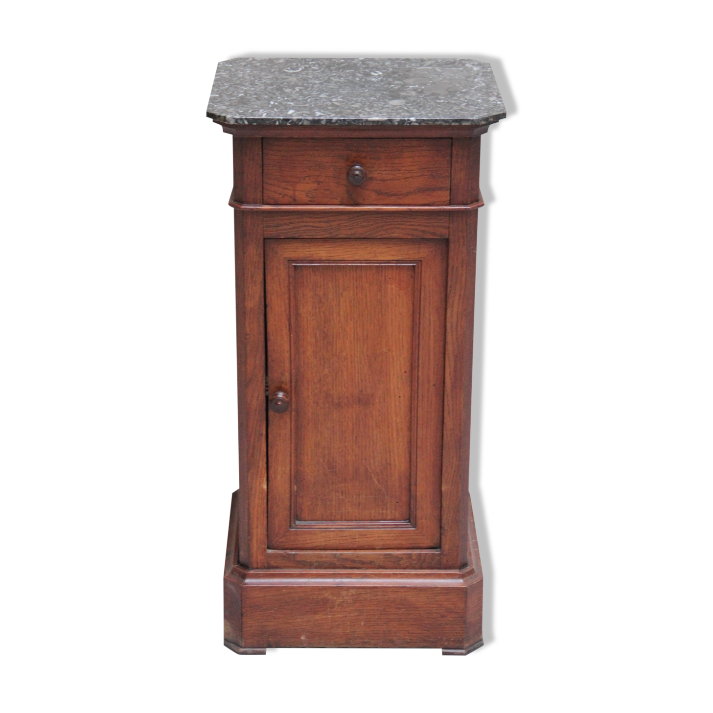 Louis Philippe period bedside or extra furniture in dark oak.
