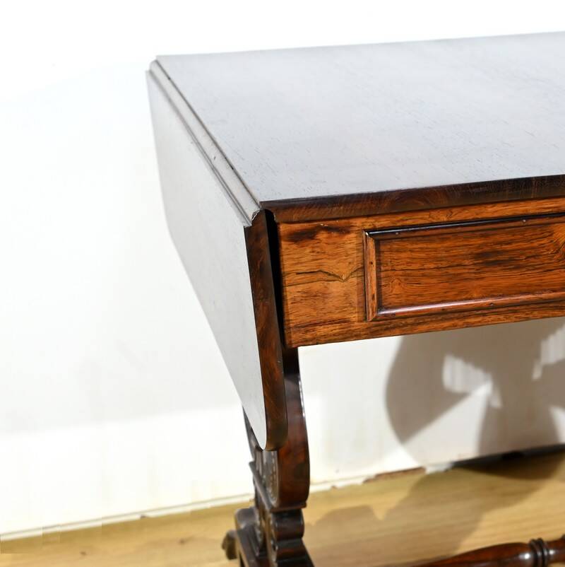 Desk Table with Shutters in Solid Rosewood, Restoration Period – Early 19th Century