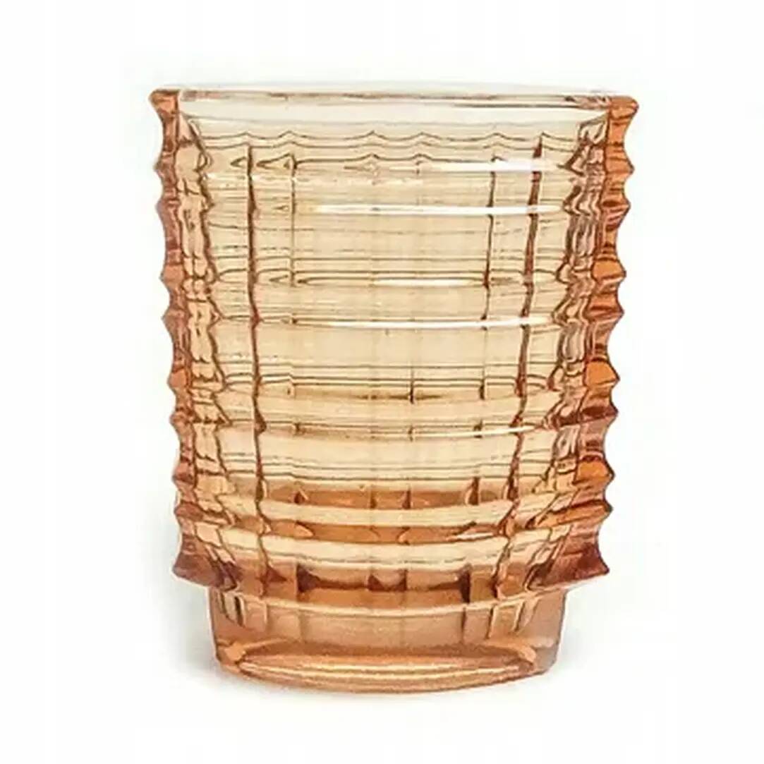 Optical vase, mid-century modern, orange glass, designed by J. Drost, Ząbkowice, Poland, 1970s