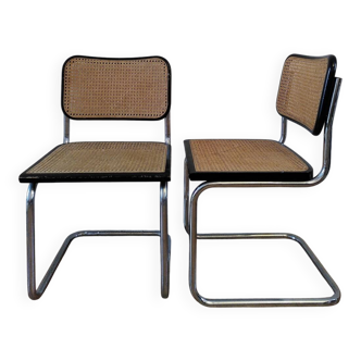Pair of B32 chairs by Marcel Breuer, made in Italy.