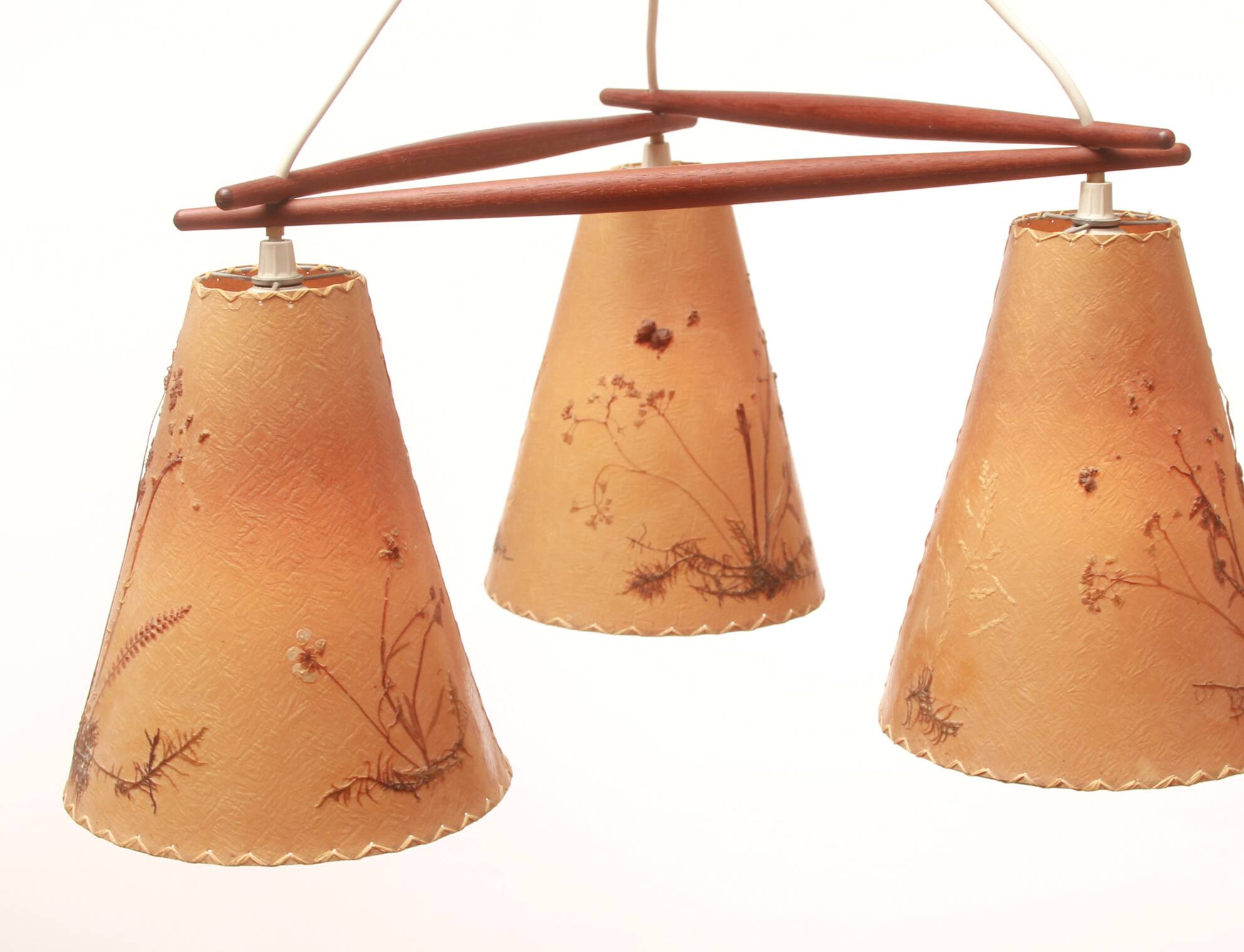 1950s ceiling lamp triangle in teak