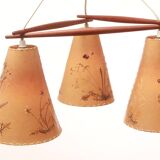 1950s ceiling lamp triangle in teak