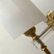 Pair of gold steel wall lamps, plexi and pleated plastic shades 60s-70s