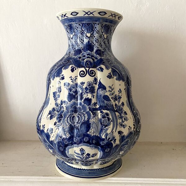 Grand vase Delft, vase hollandais  peint à la main 38 cm
