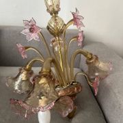 Murano glass chandelier Venetian flowers, circa 1950/1970 pink yellow