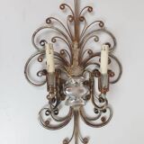Pair of Silver Wrought Iron And Glass Wall Lights by Banci, Italy, 1940s