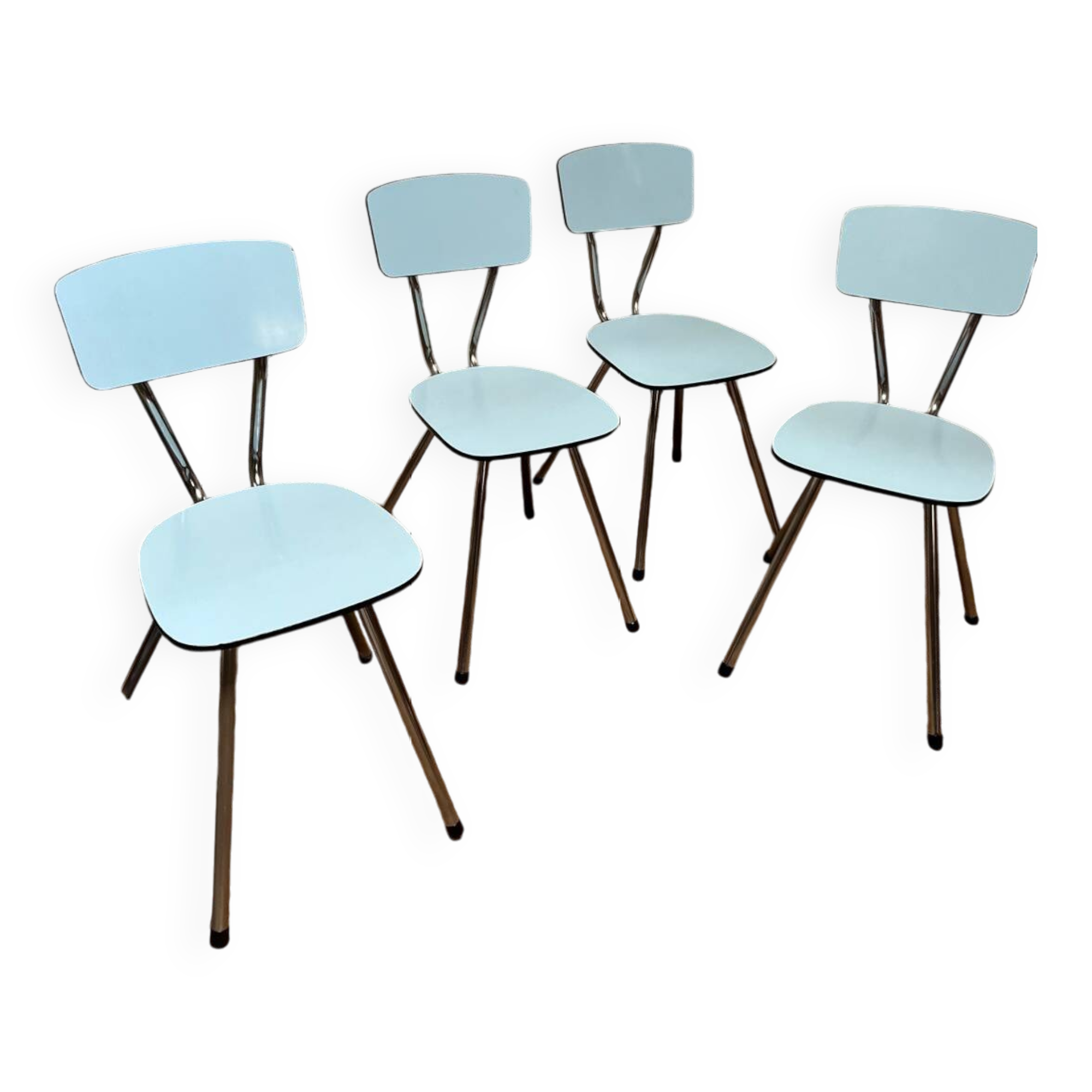 4 chaises en Formica bleu