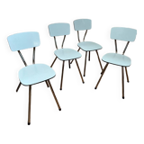 4 blue Formica chairs
