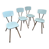 4 chaises en Formica bleu