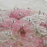 Wonderful Extra Large Size Pink Murano Glass Ceiling Light Flower by Seguso