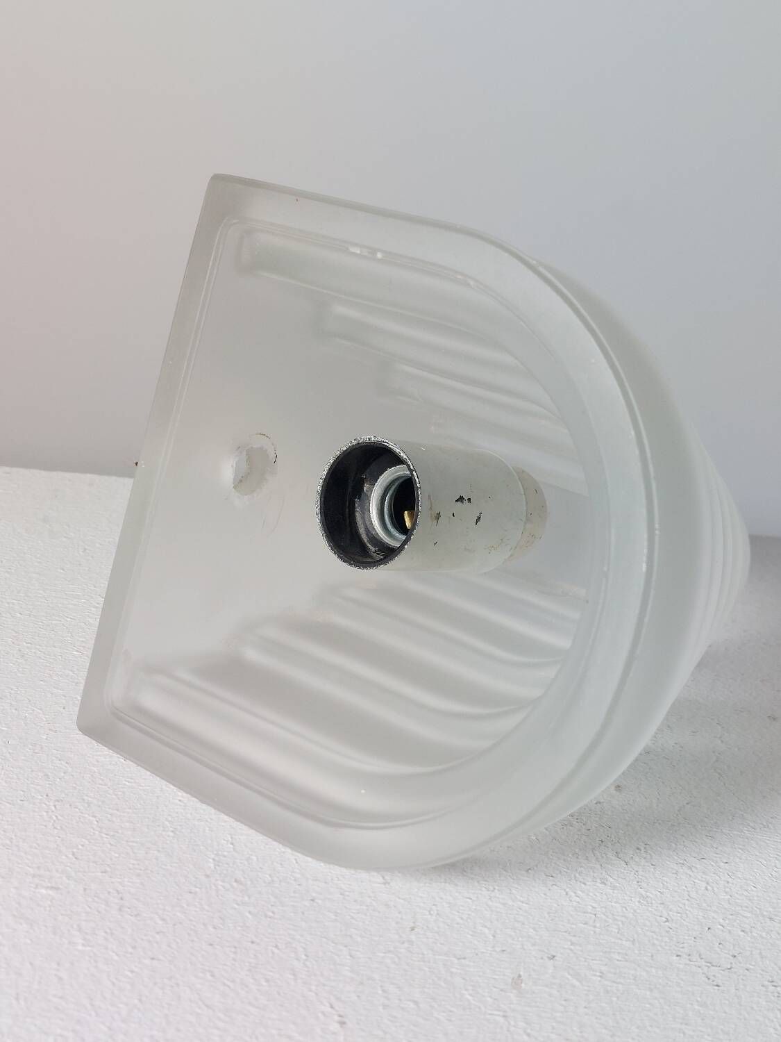 Vintage stepped frosted glass wall lamps art deco revival
