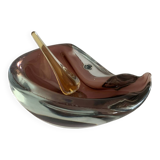 Vintage ashtray, Murano Sommerso, with pestle and label, circa 1960s