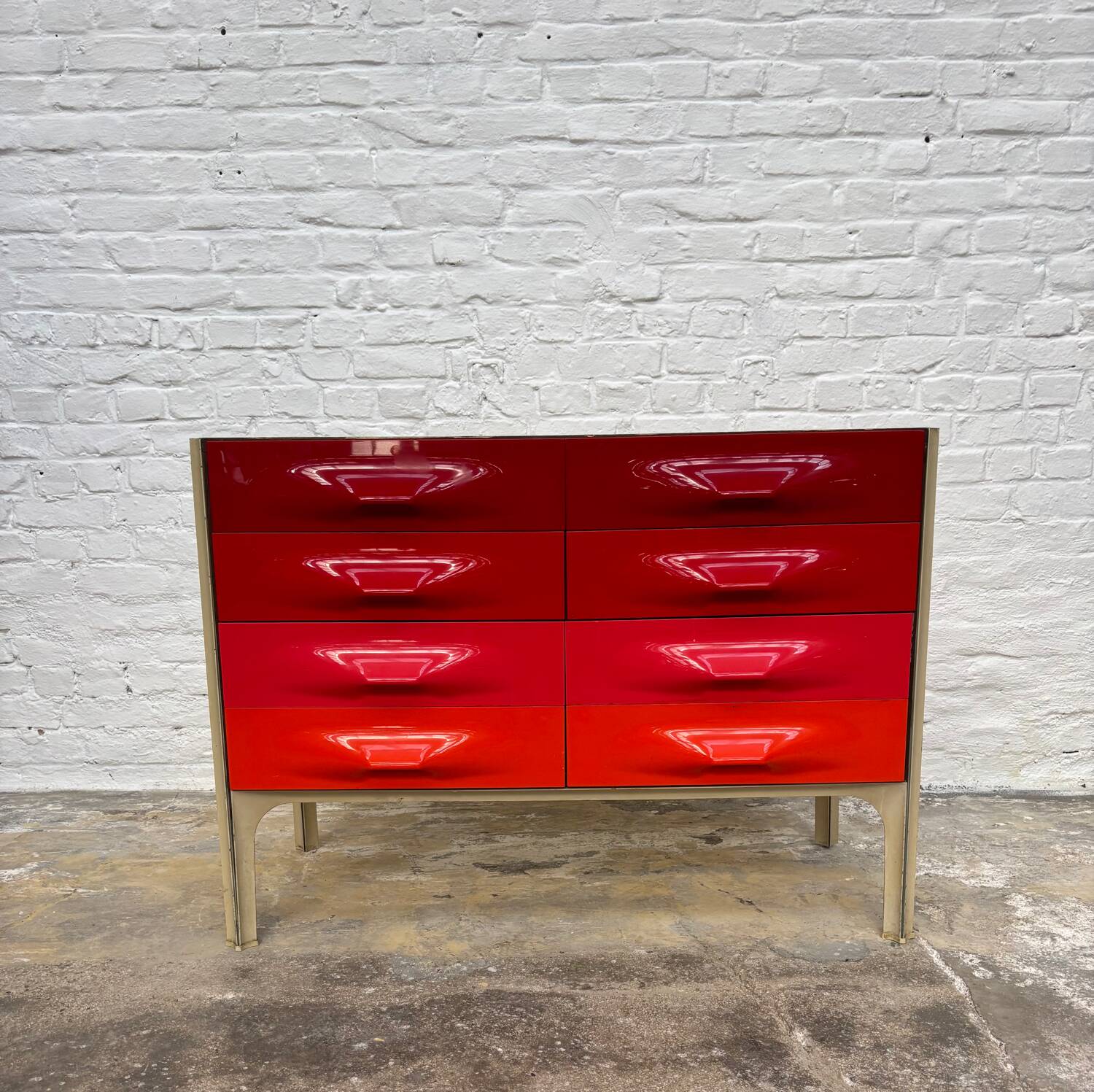 Raymond Loewy red orange chest of drawers