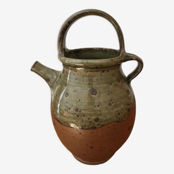 Two-tone glazed ceramic jug stamped Poterie Corse Oletta