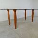 Vintage italian glass and wooden dining table, 1990s