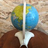 Old world map ms globe metal + bakelite base white vintage cream