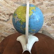Old world map ms globe metal + bakelite base white vintage cream