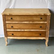 Neo rustic mini buffet chest of drawers with 3 drawers renovated in raw wood