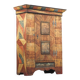 Rustic Farmhouse Folk Art Painted Bridal Cabinet in Faux-Marble