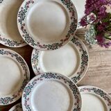 Set of 8 flat plates vintage model Cécile de HBCM