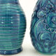 2 red and blue ceramic vases - Bodo Mans Bay Keramik - West Germany Pottery - vintage 60s