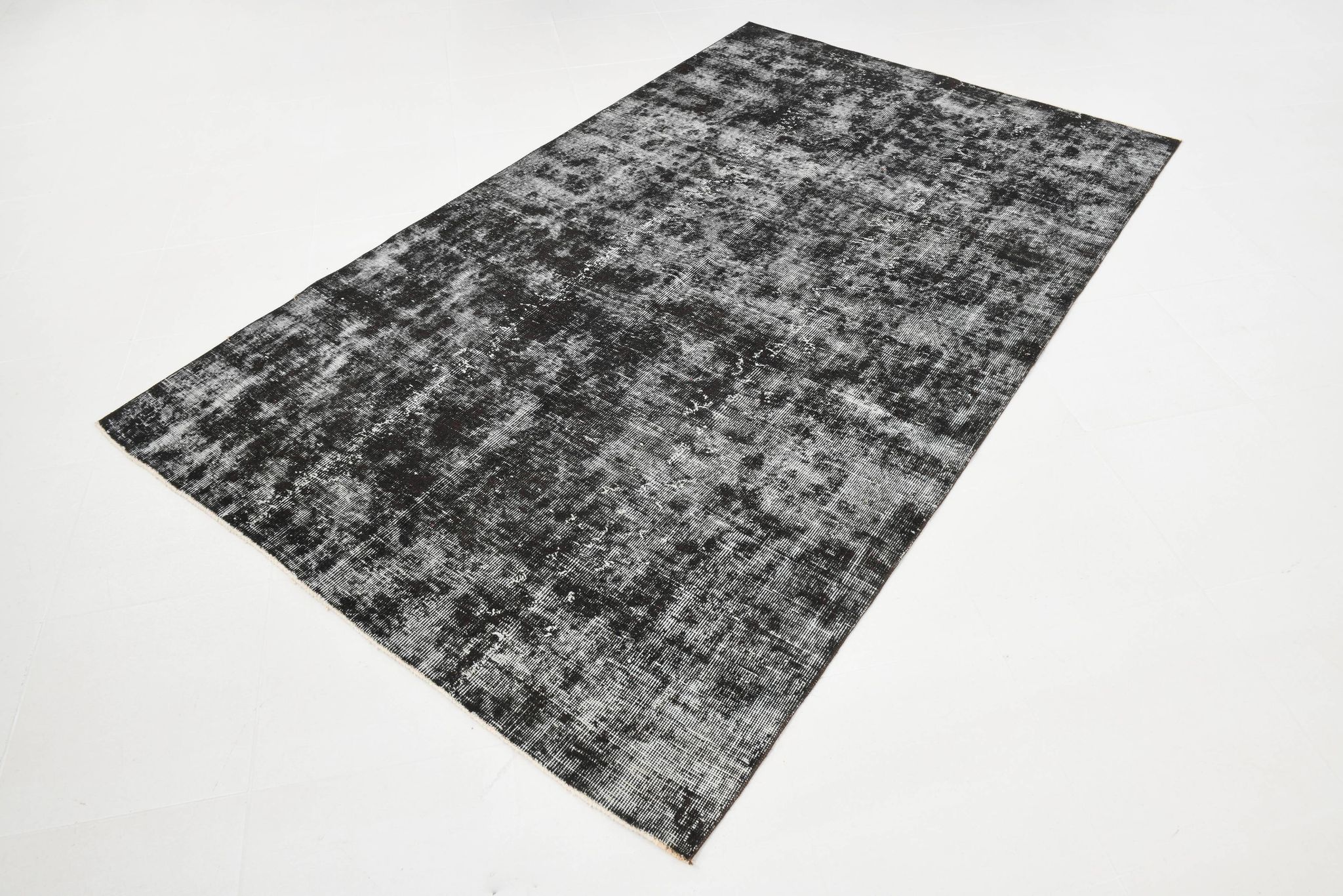 Black gray tones anatolian handmade vintage rug 260x158cm