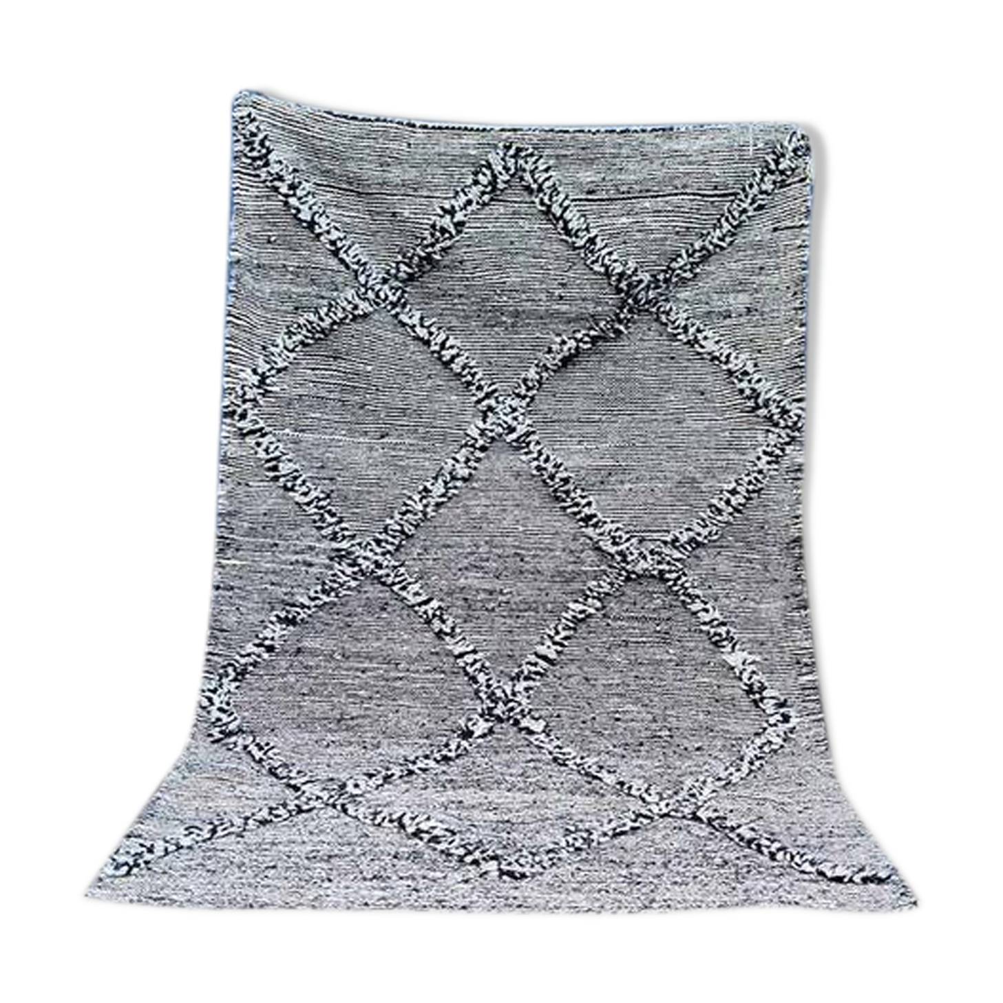 Small Moroccan Berber Carpet Made Main Zanafi Black 100x160 cm