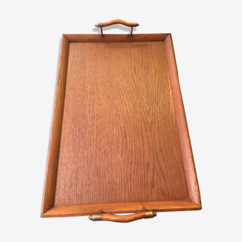 Tray vintage oak with handle