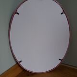 Miroir ovale 49x39 cadre en fonte émaillée rose Art Déco
