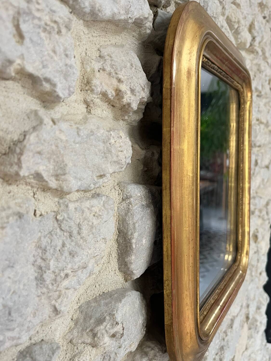Antique mirror 42.5/36.5cm Louis-Philippe gilded with gold leaf, mercury
