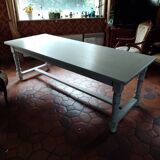 Antique solid oak farmhouse table with turned legs