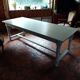 Antique solid oak farmhouse table with turned legs