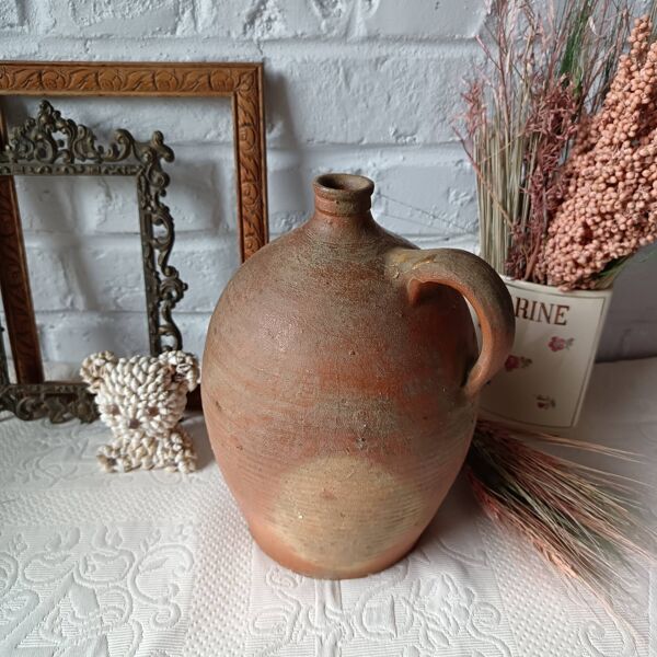 Bonbonne ancienne en grès beige marron France