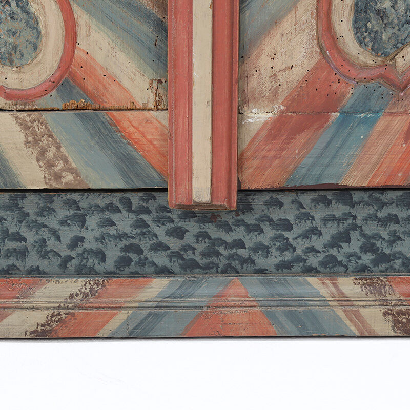 Armoire de mariage peinte en art populaire rustique exceptionnel de 1784