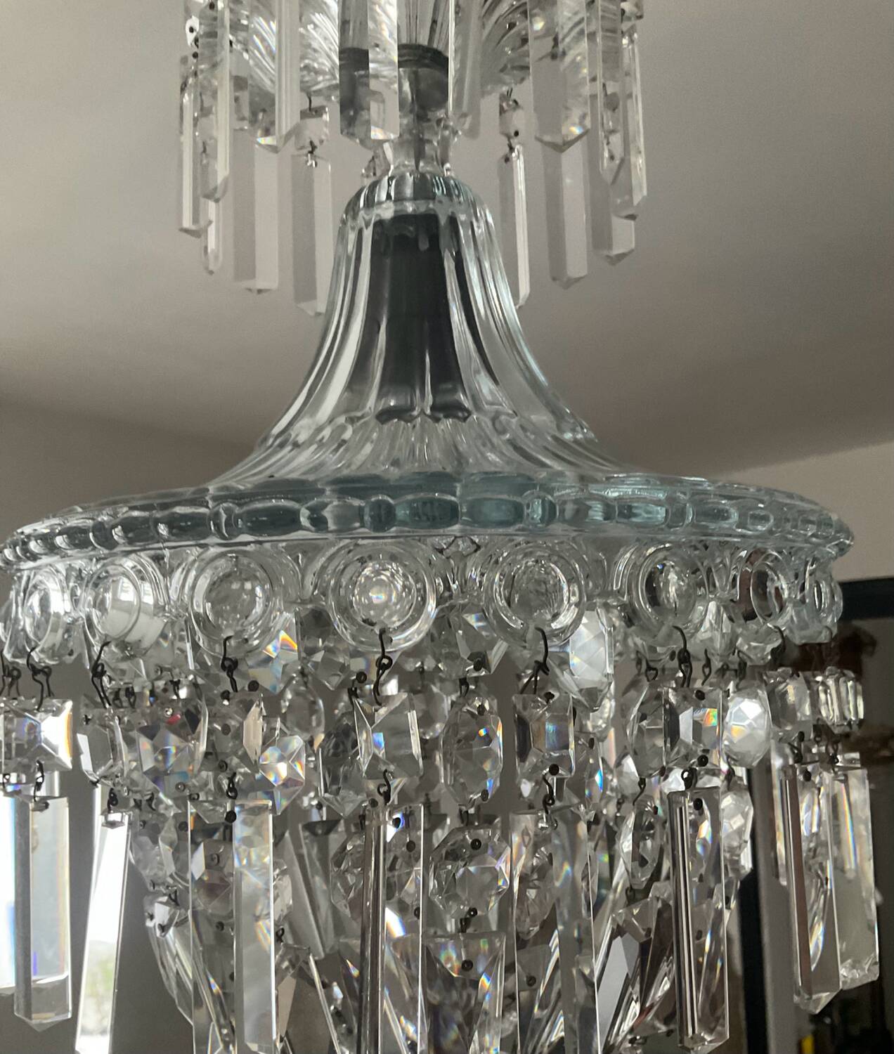 Bohemian crystal basket chandelier