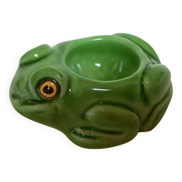Coquetier grenouille en céramique verte